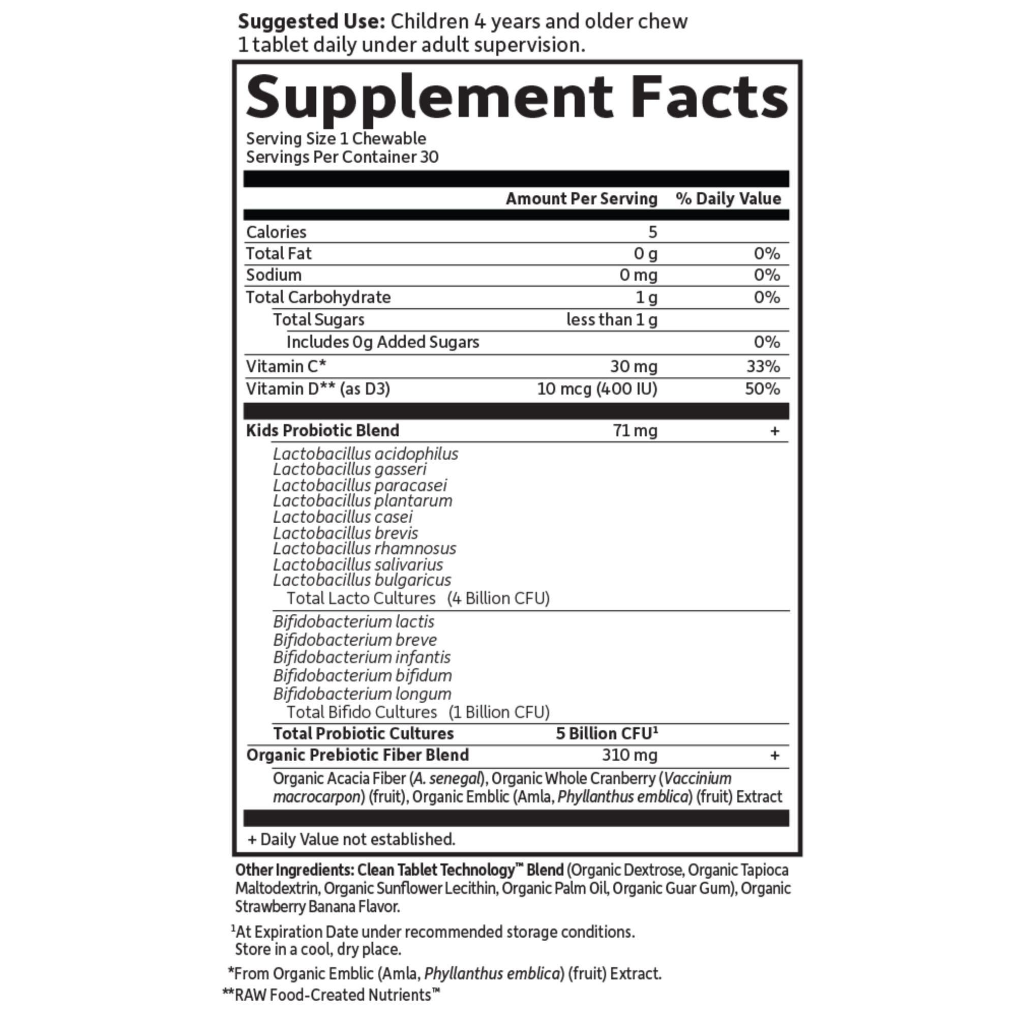 Dr. Formulated Probiotics Organic Kids Strawberry Banana