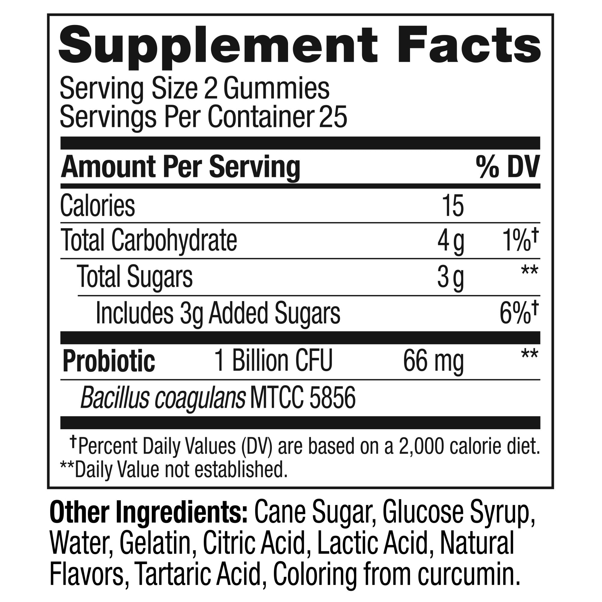 OLLY Probiotic Tropical Mango Gummies - Supplement Facts