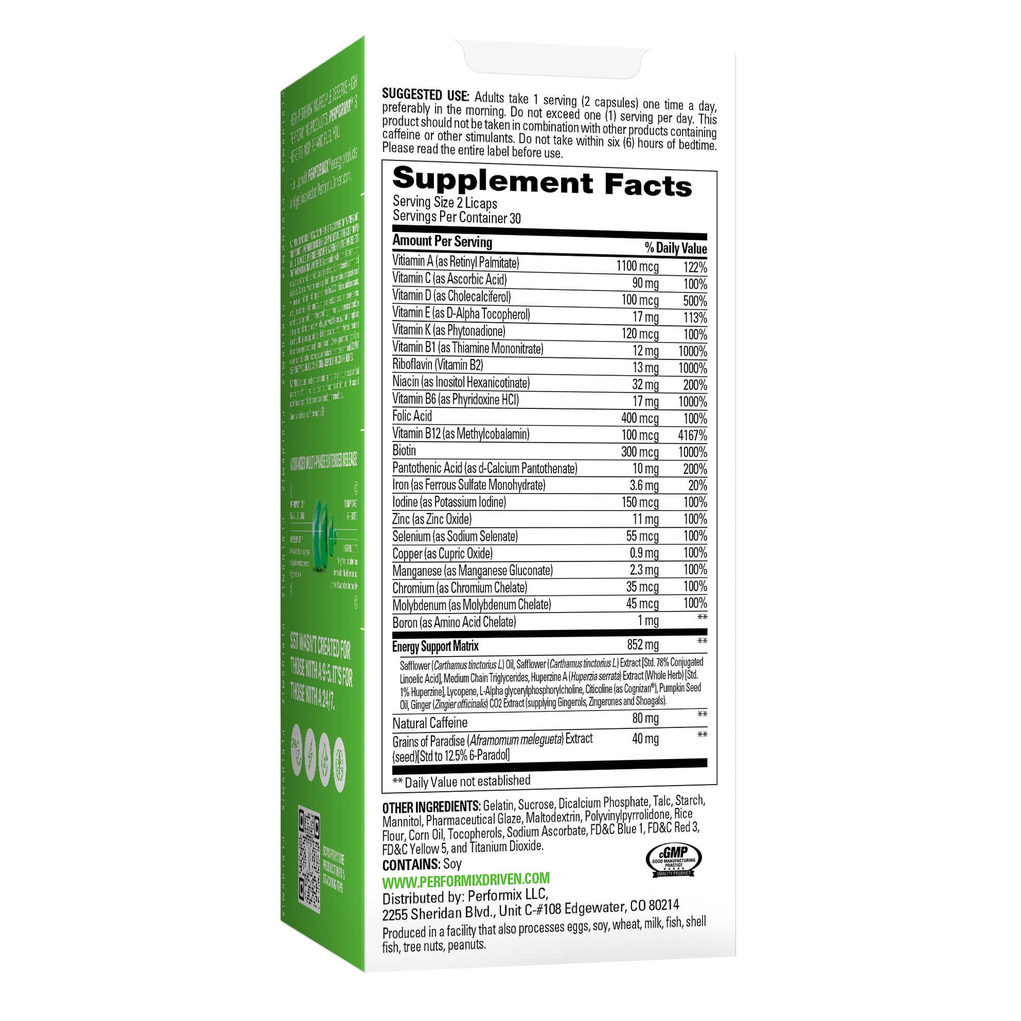 SST Multi+ Multivitamin - Supplement Facts