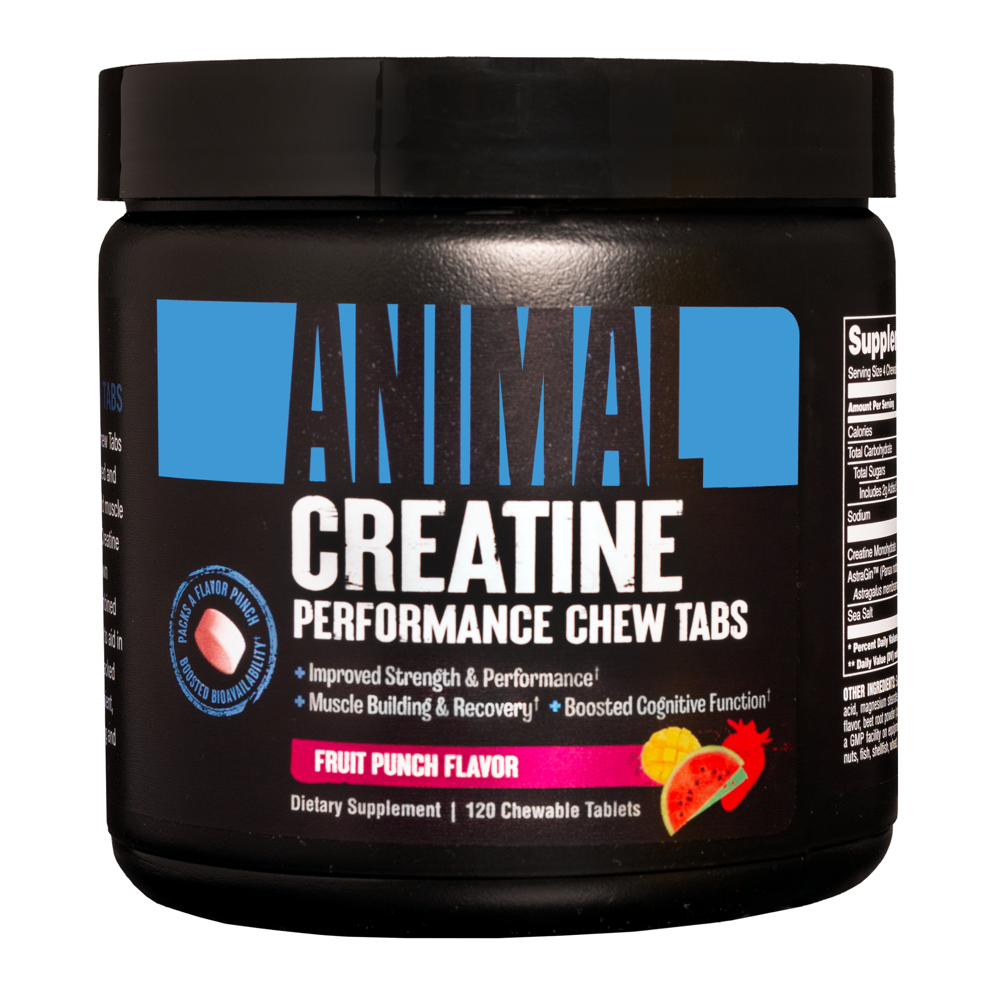 Universal Nutrition Animal Creatine Chews on-the-Go Chewable Tablets, Fruit Punch