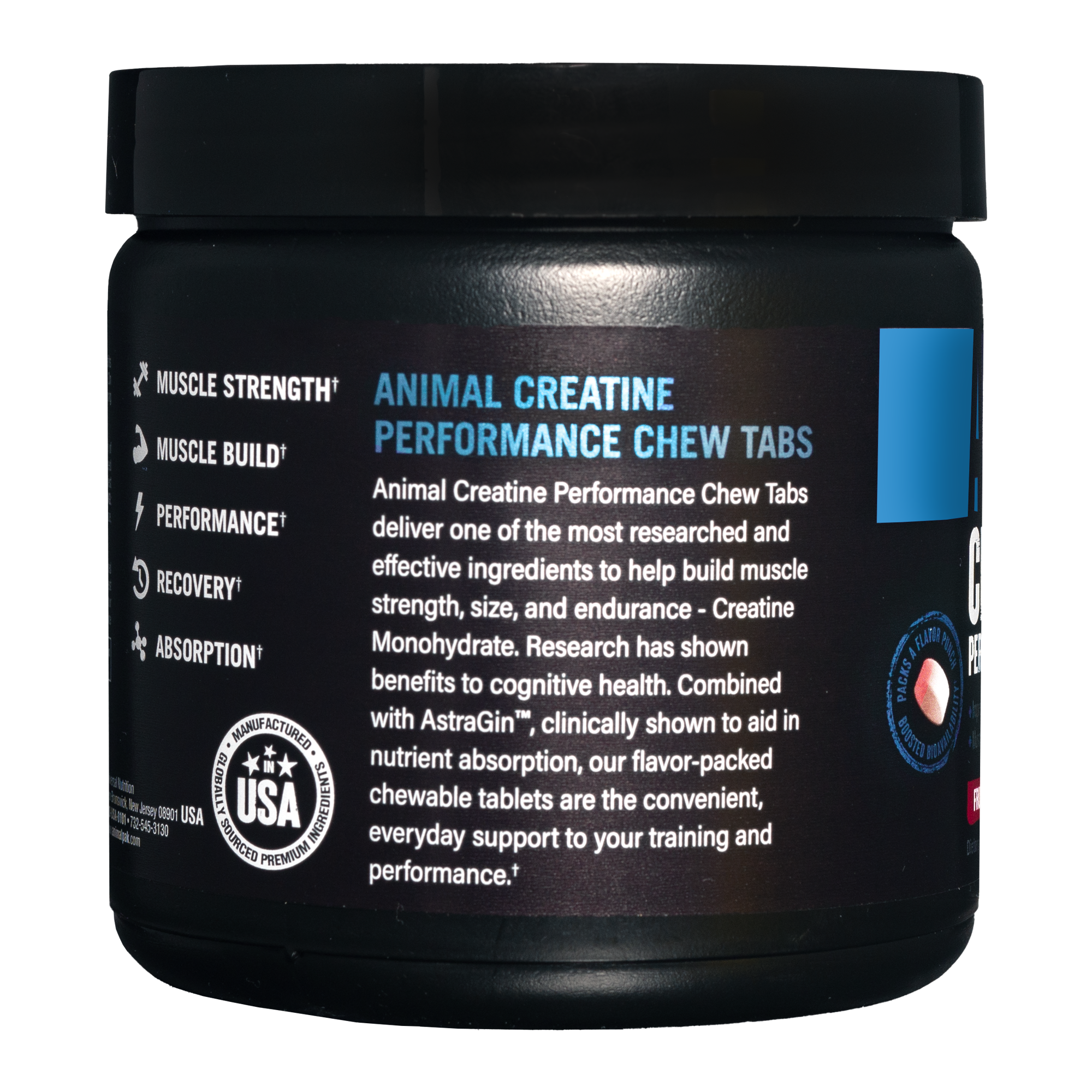 Tabletas masticables para llevar Universal Nutrition Animal Creatine Chews, sabor ponche de frutas