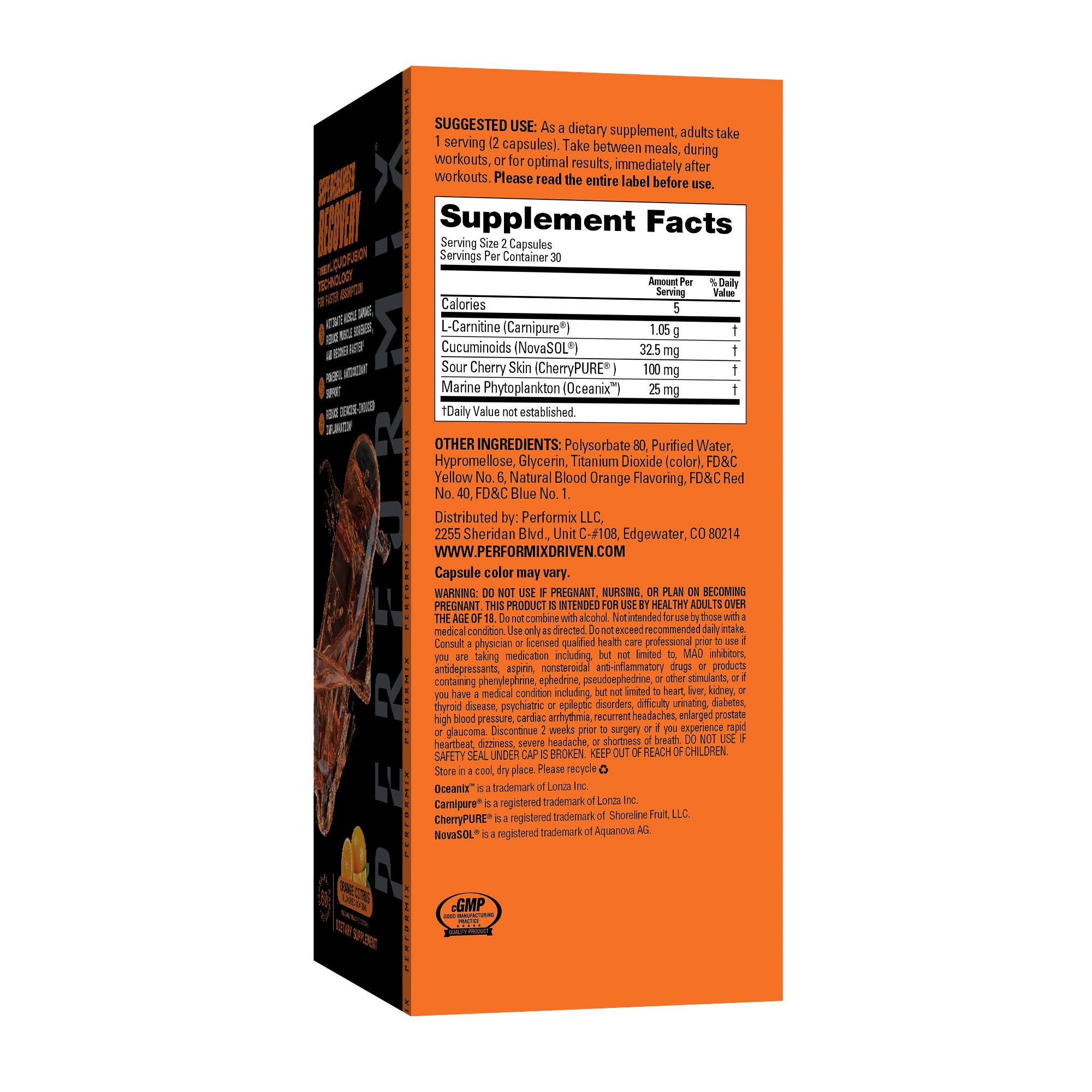 Performix Supercharged Recovery 60ct - Supplement Facts