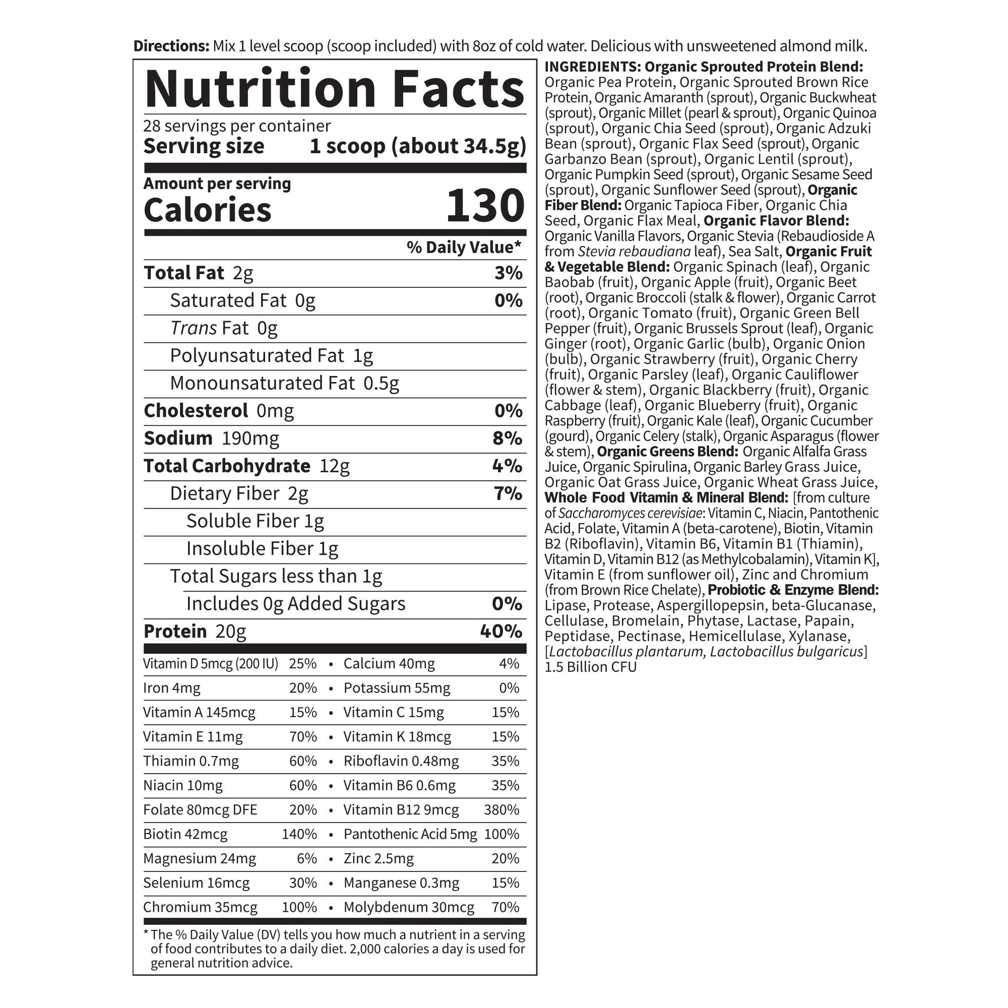 Comida orgánica RAW vainilla