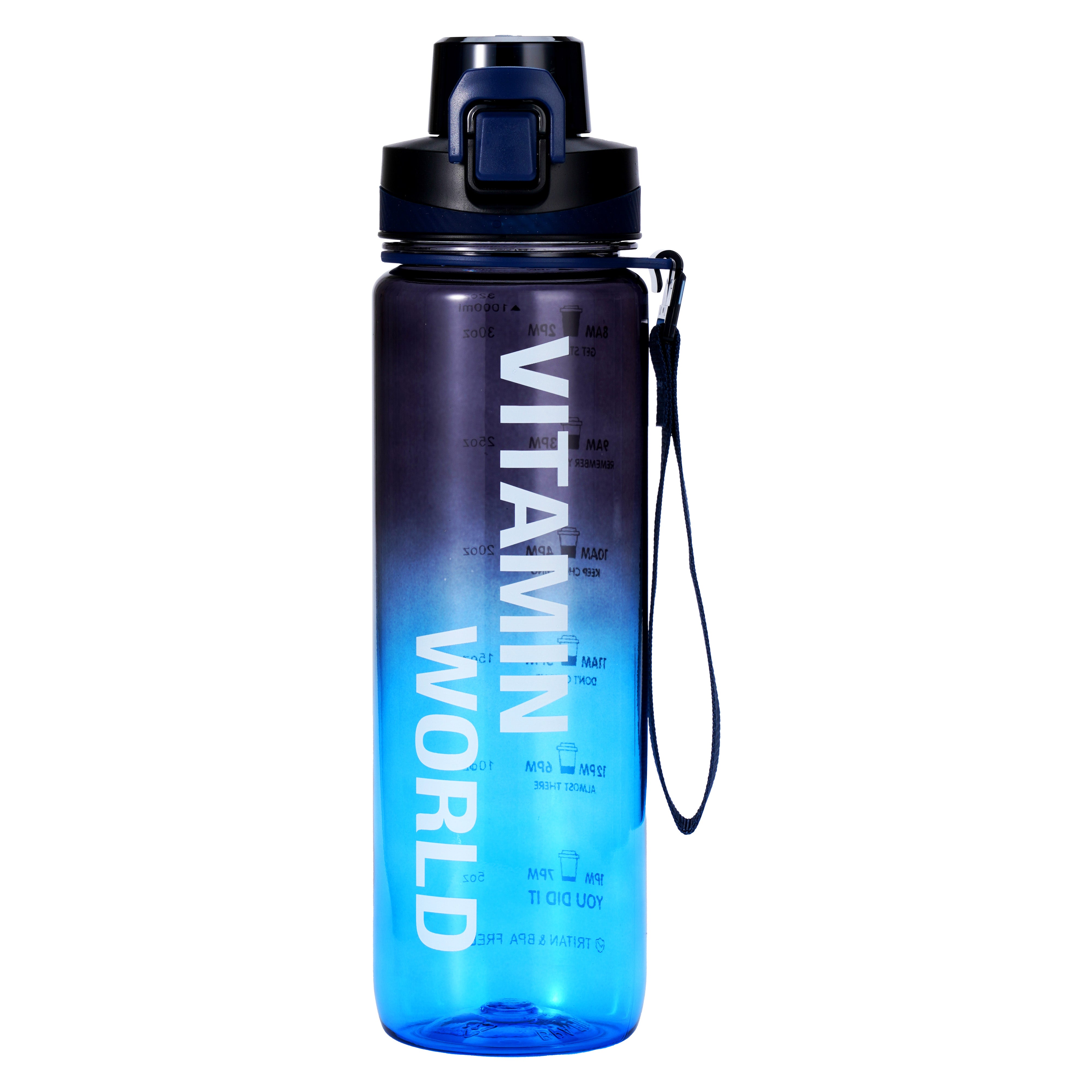 Sports Water Bottle 32oz. Black Blue