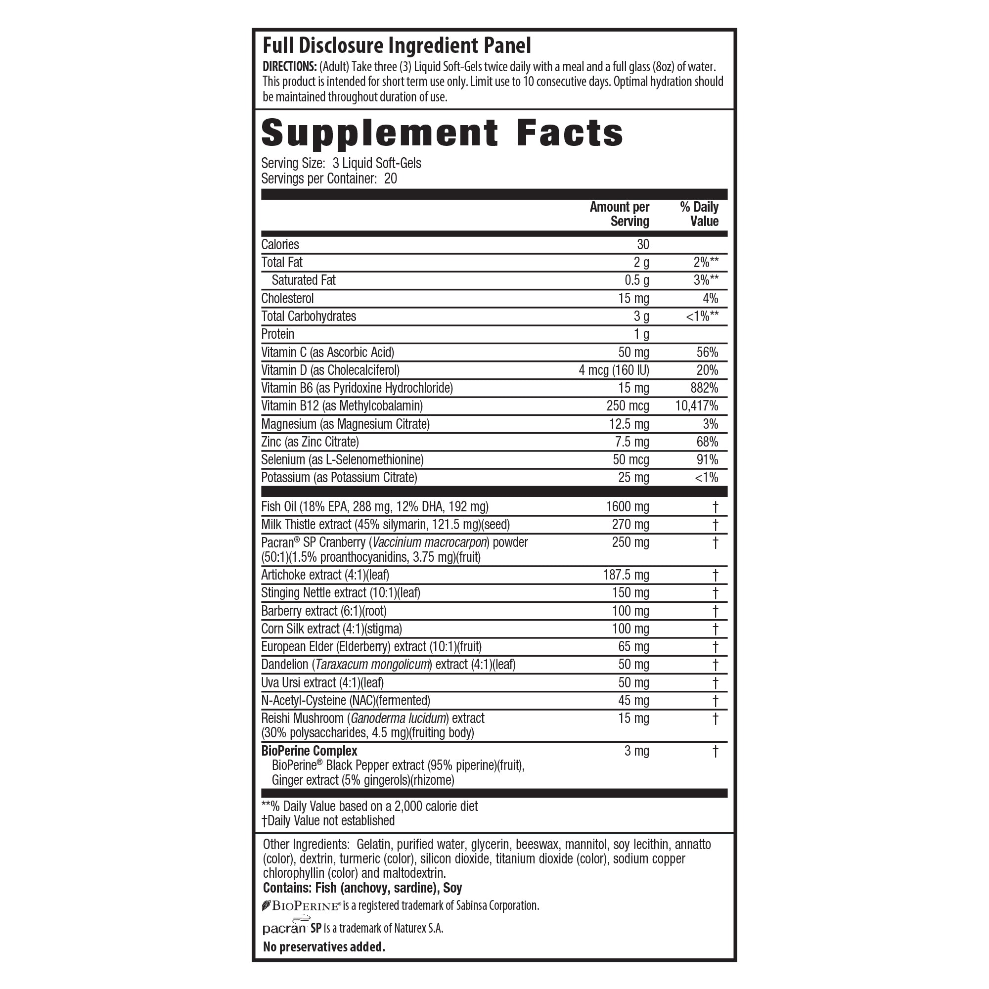 2-in-1 Kidney & Liver Super Cleanse - Supplement Facts