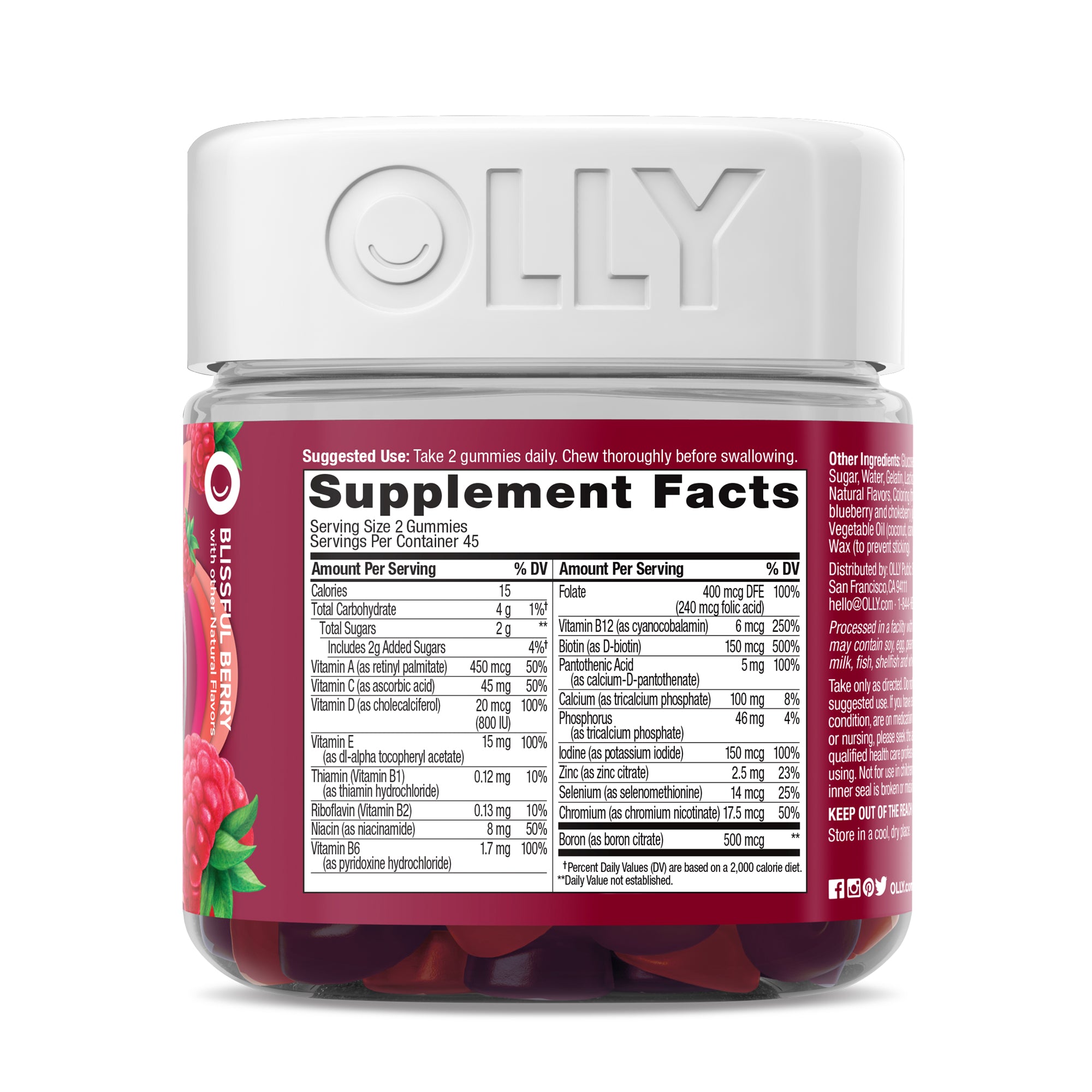 OLLY Women's Multivitamin Blissful Berry Gummies