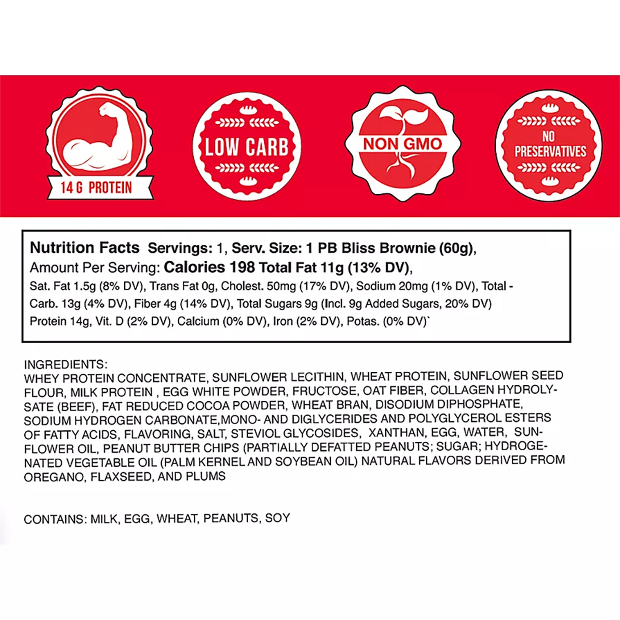 Eat Me Guilt Free Chocolate Peanut Butter Bliss Brownie (Box of 12)