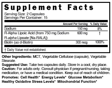 R-Alpha Lipoic Acid+600mg - Supplement Facts