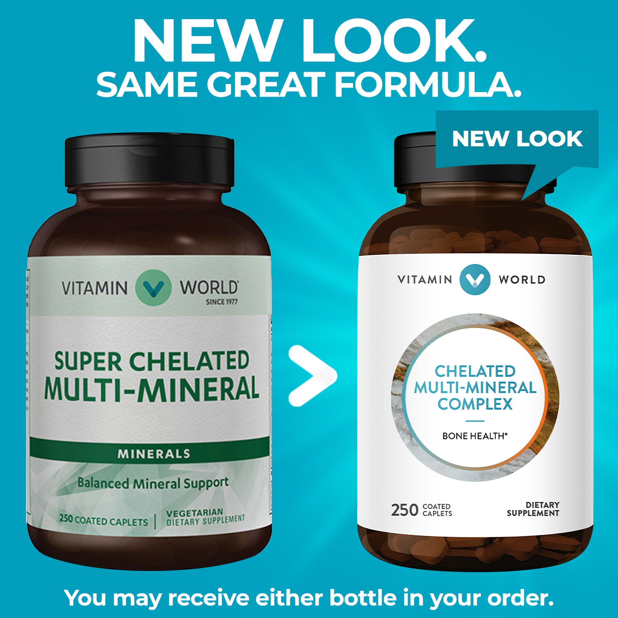 Super Chelated Multi Minerals - 250 Caplets - New Look, Same Great Formula