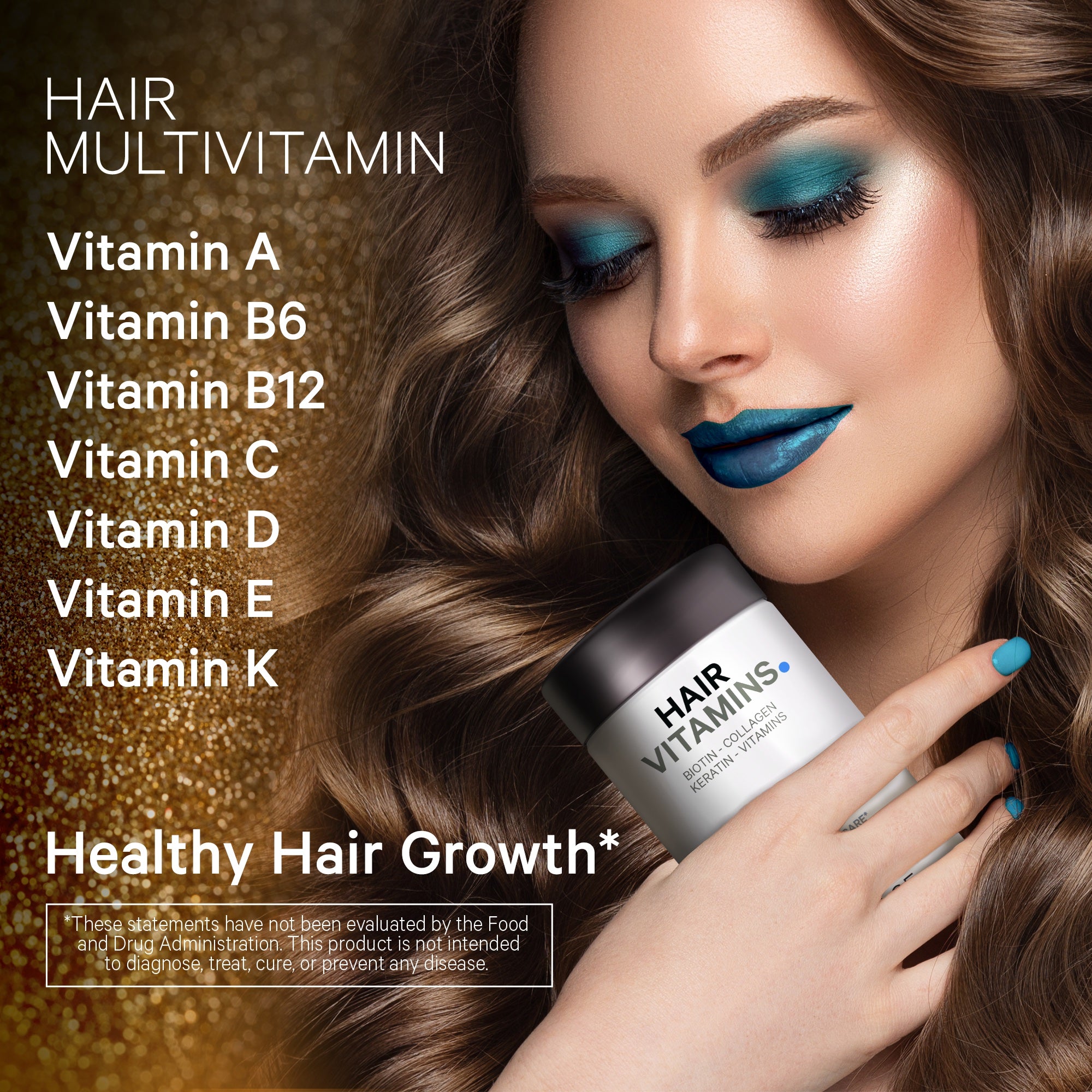 Codeage Hair Vitamins 10000 mcg Biotin, Keratin, Collagen, 120 Caps - Healthy Hair Growth