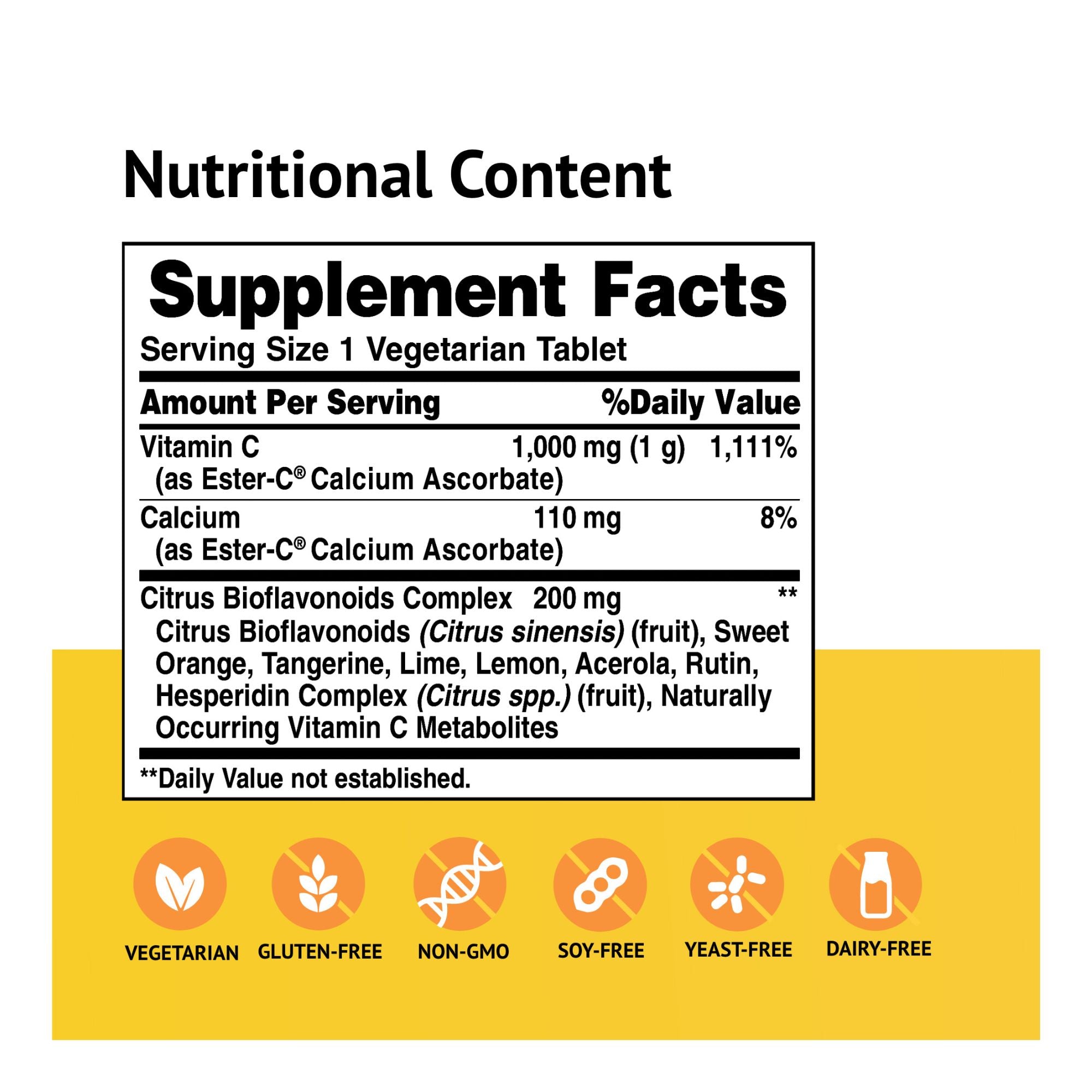 Ester-C® 1000 mg with Citrus Bioflavonoids - Supplement Facts