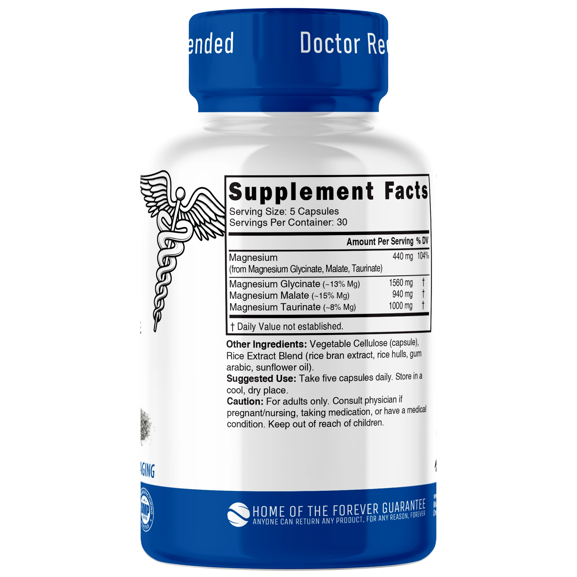 Triple Magnesium 440mg - 150 Vegan Capsules - Supplement Facts