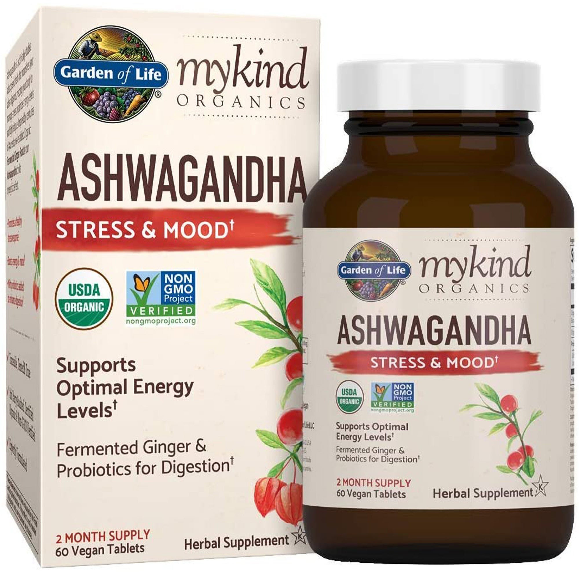 myKind Organics Ashwaganda Estrés y Estado de ánimo (60 unidades)