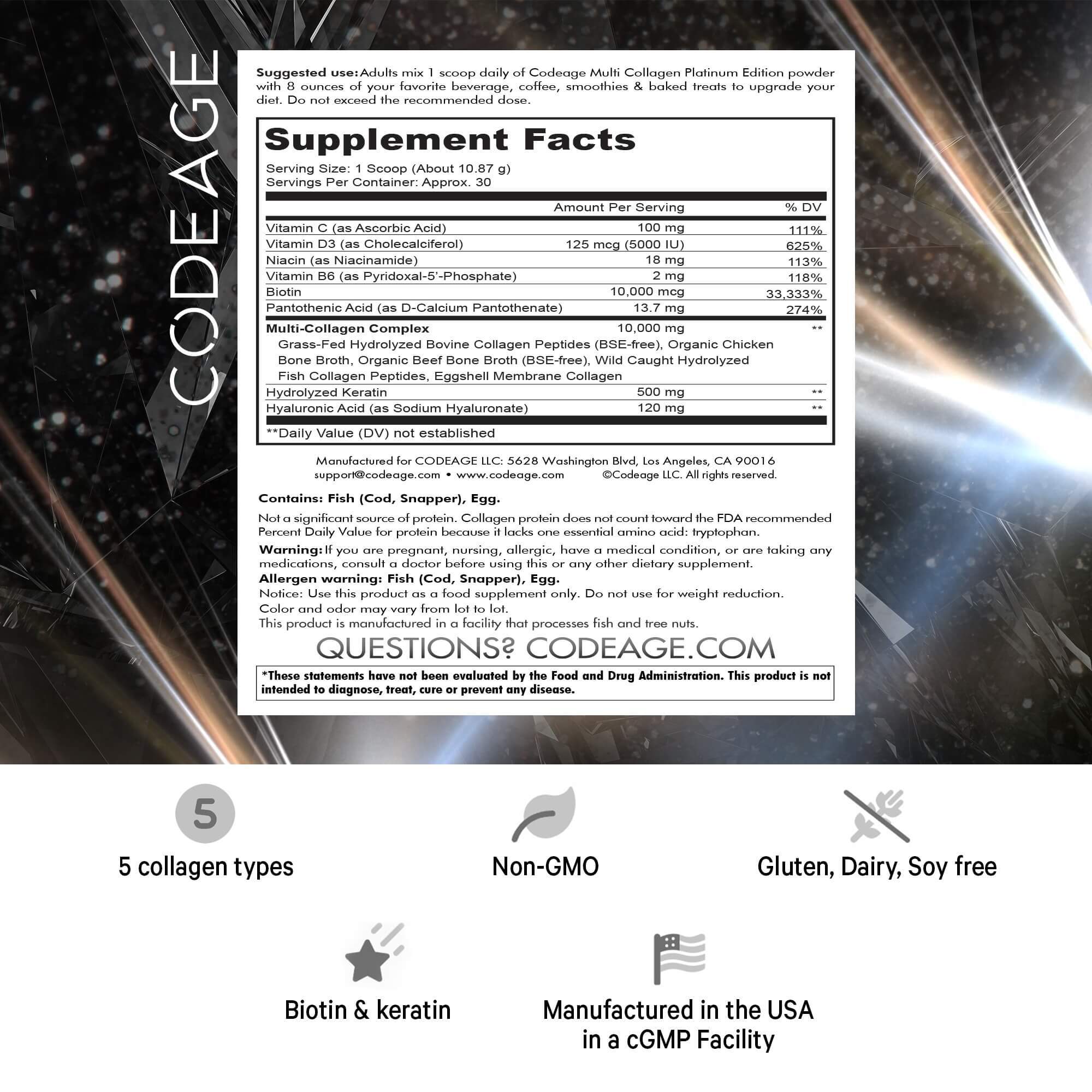 Polvo de péptidos multicolágeno de platino