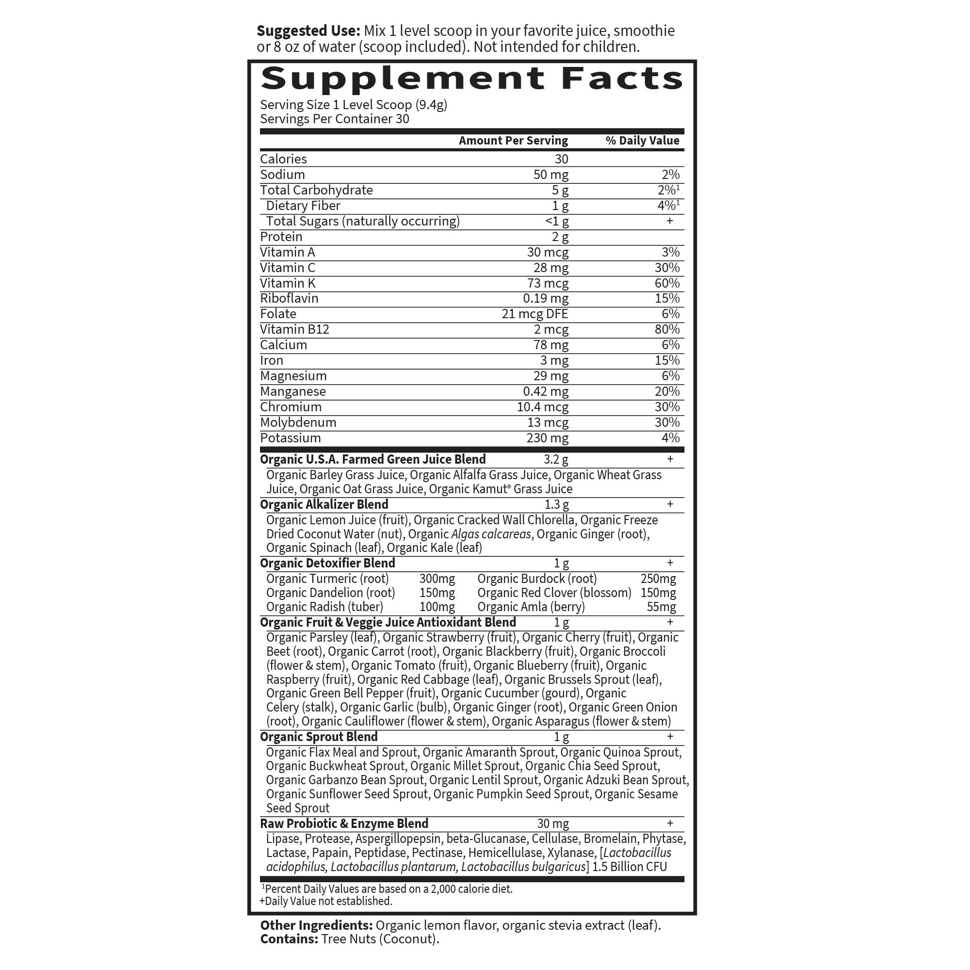 Superalimento verde orgánico crudo y perfecto: alcalinizante y desintoxicante