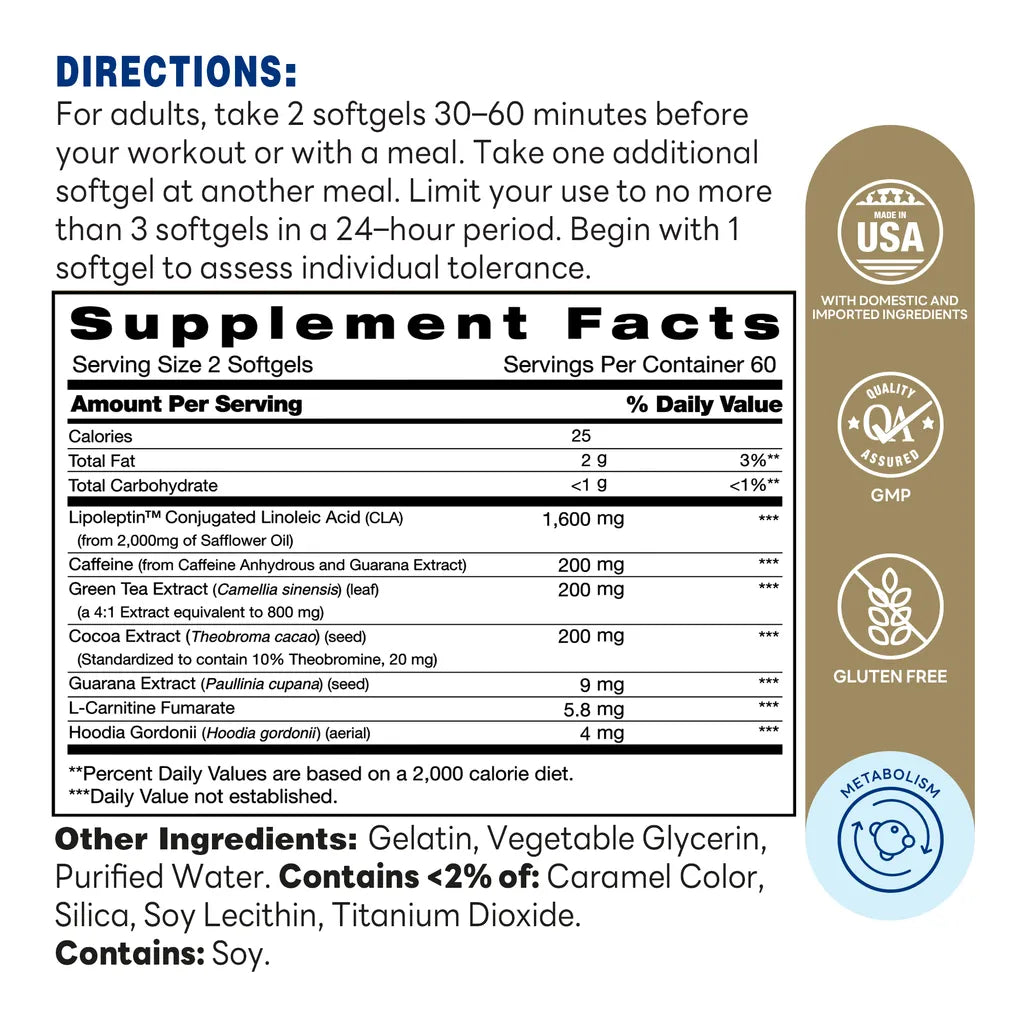 Fireball Inferno CLA 120 Softgels - Supplement Facts