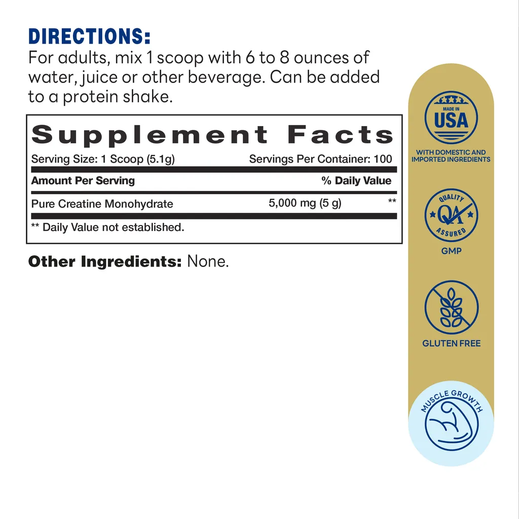 Full Strength Creatine 510g - Supplement Facts