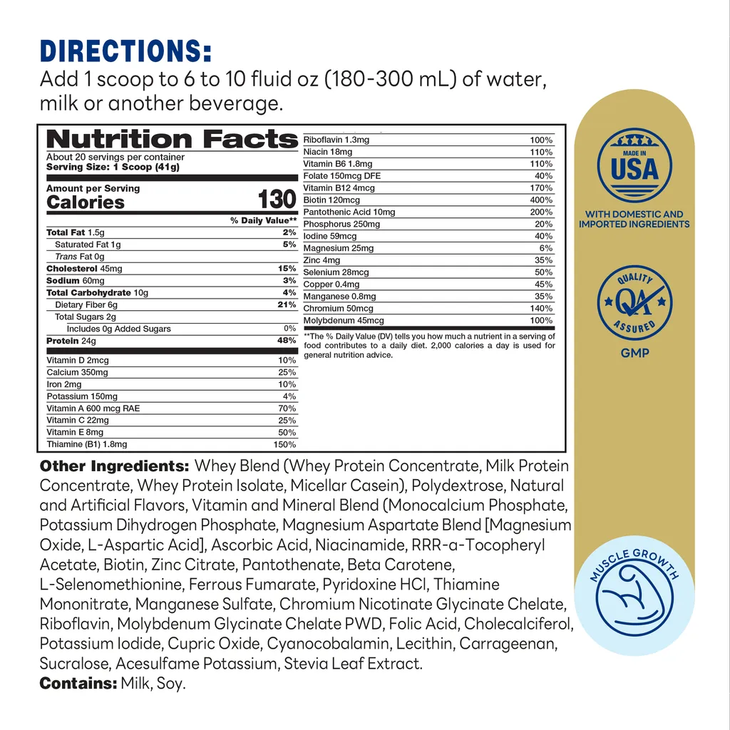 Syntha Phase Vanilla 1.8 lb Powder - 20 Servings - Supplement Facts