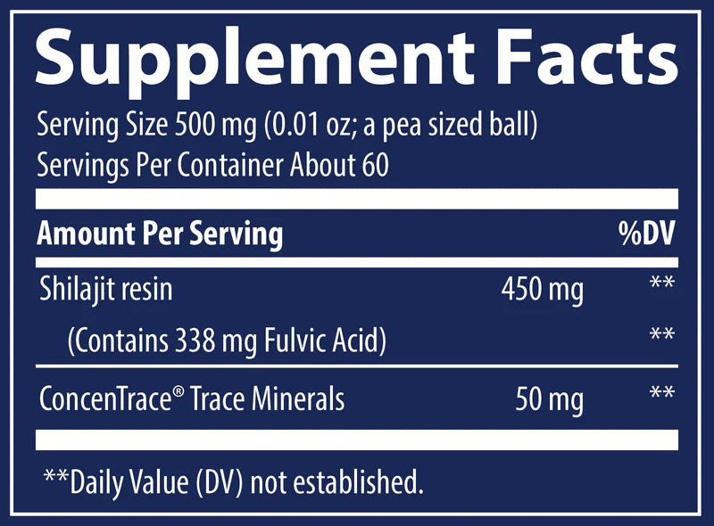 Trace Minerals Shilajit Resin, 30 g - Supplement Facts
