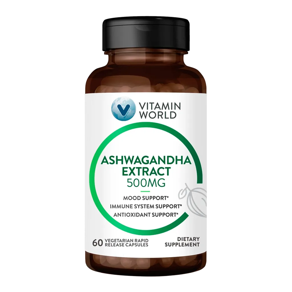 Ashwagandha 500 mg. - 60 Capsules - Mood Support, Immune System Support, Antioxidant Support
