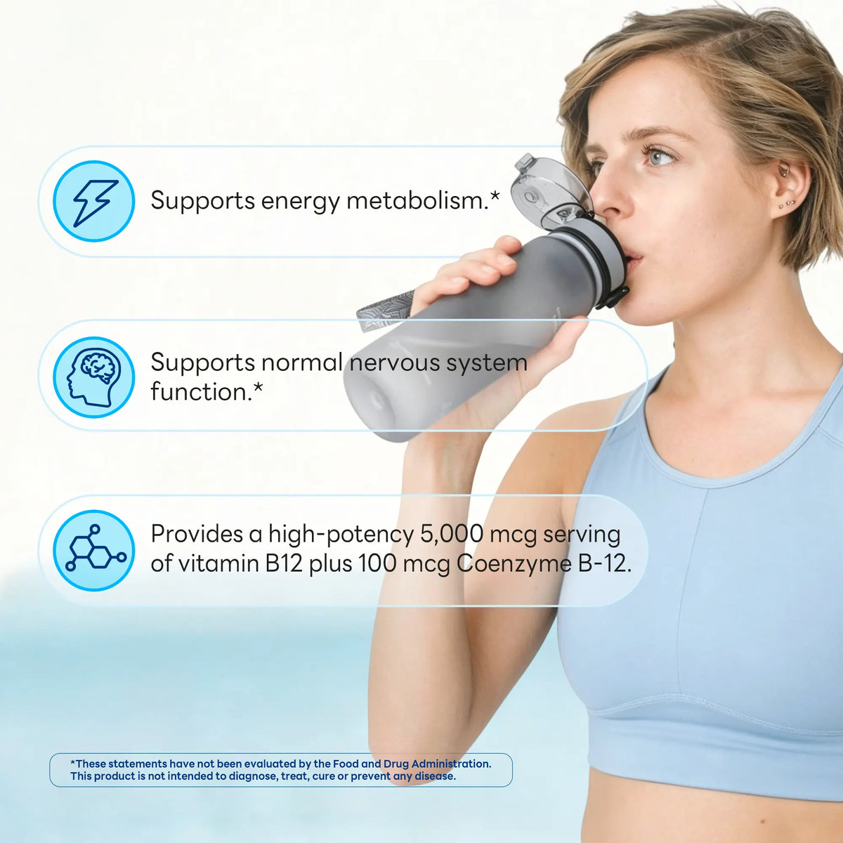 B-12 Sublingual 5,000 mcg, Energy & Nervous System Support, 60 Microlozenges