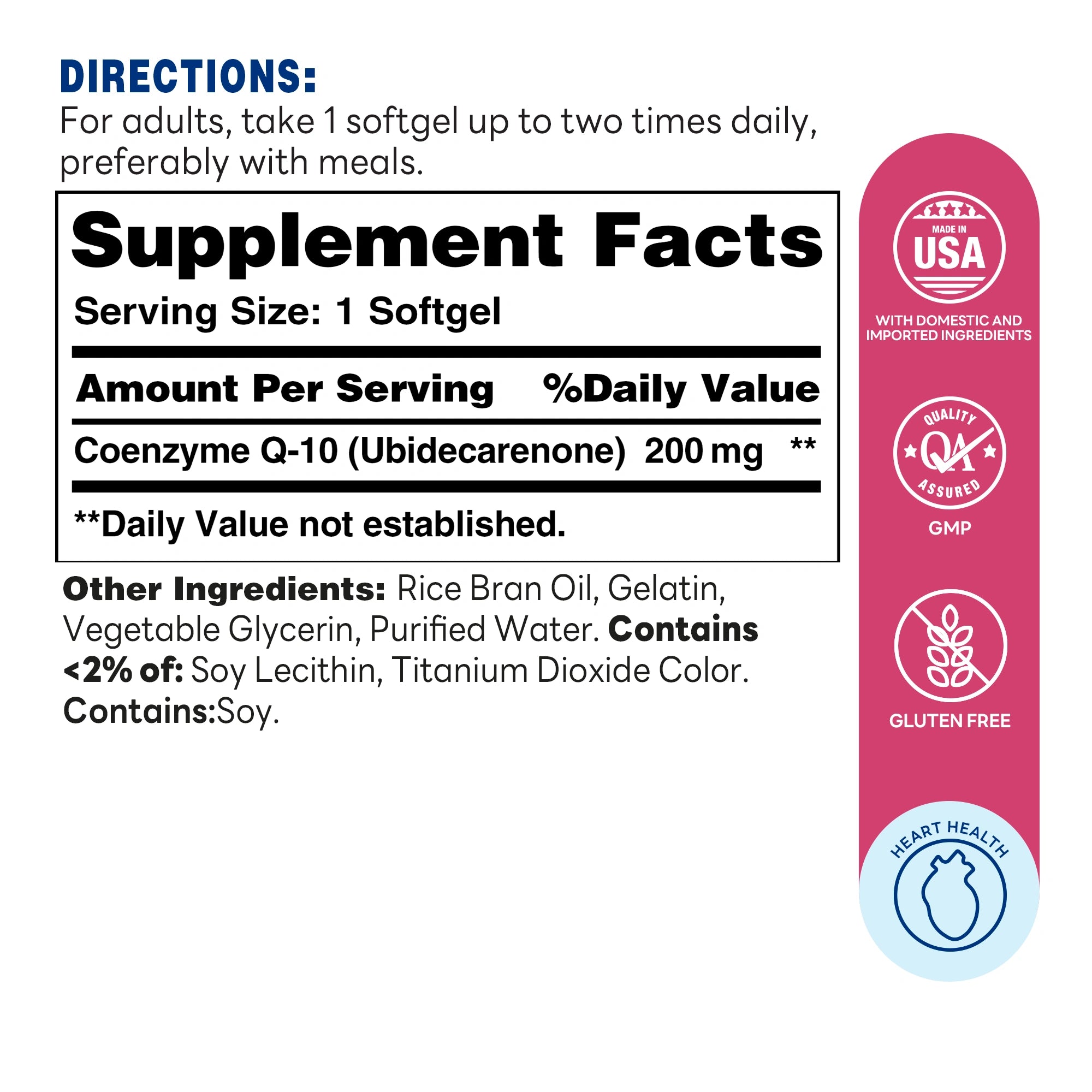 CO Q-10 200mg Softgel | 60ct - Supplement Facts