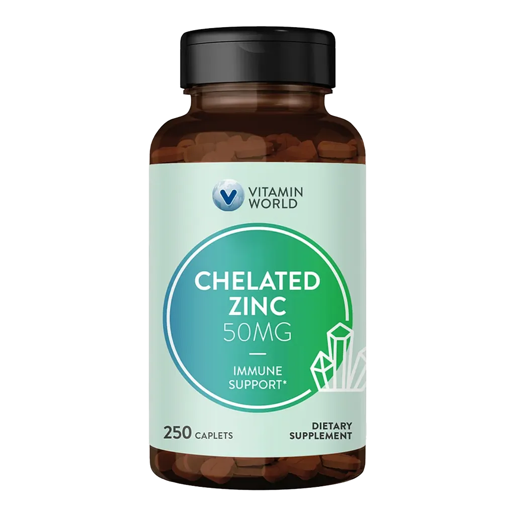 Chelated Zinc Mineral Supplement - 250 Caplets - Immune Support