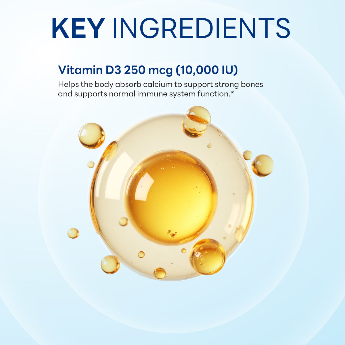 Mega Potency Vitamin D3 250 mcg (10,000 IU), Bone & Immune Support, 100 Softgels