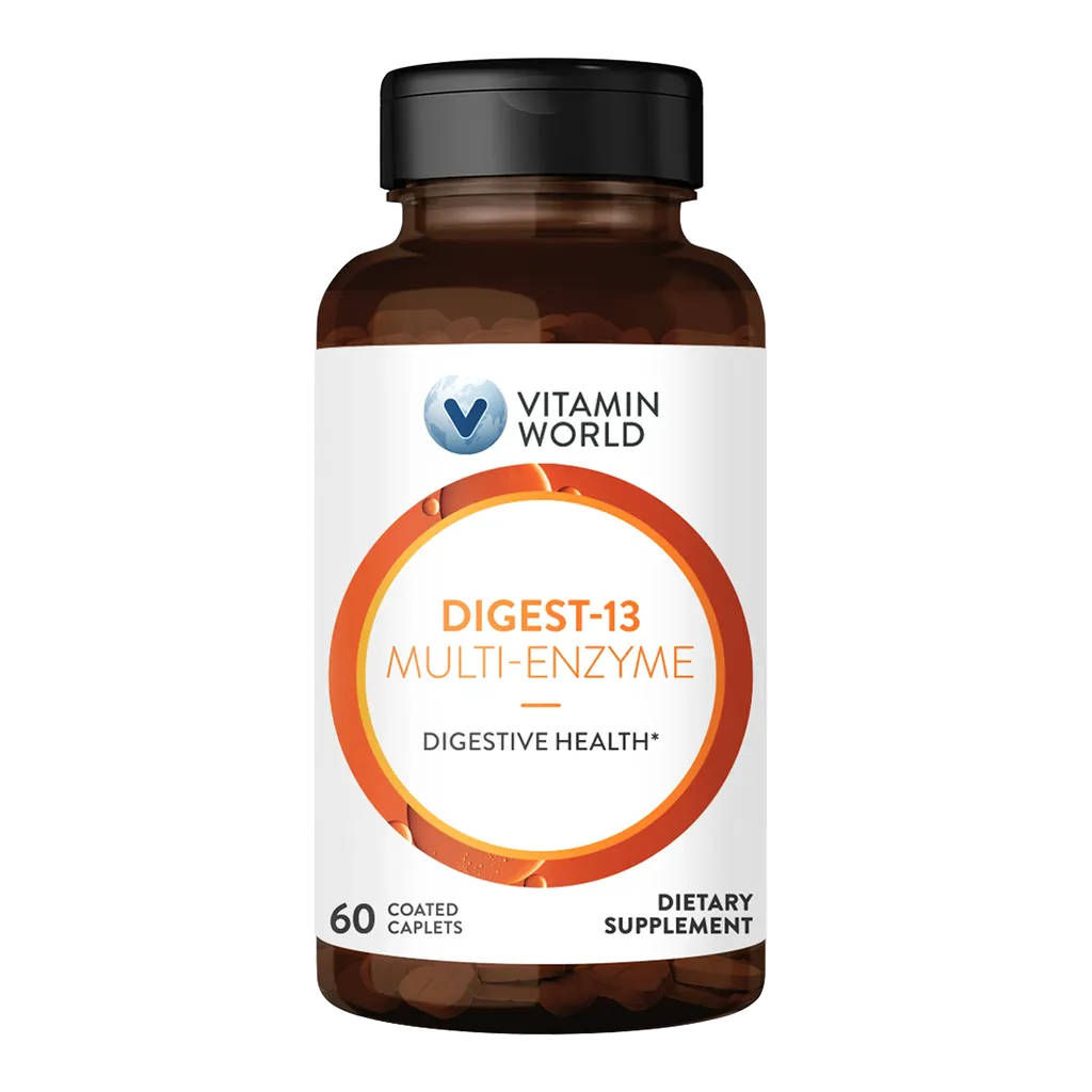 Maximum Strength Digest-13 Multi-Enzyme - 60 Caplets - For Digestive Health