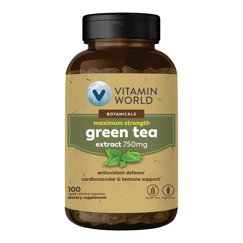 Green Tea Extract 750mg 100ct - Antioxidant Defense, Cardiovascular and Immune Support