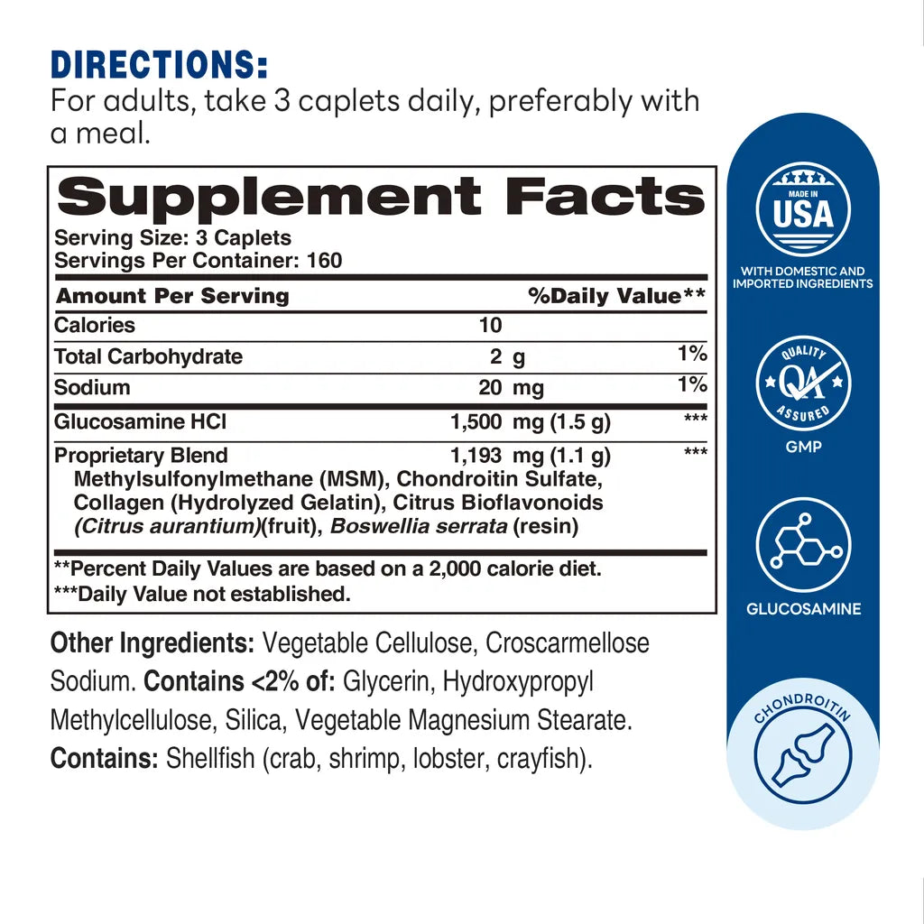 Double Strength Joint Mover, Glucosamine Chondroitin with MSM Joint Support Supplement, with Boswellia, Joint Support, 120 Coated Caplets