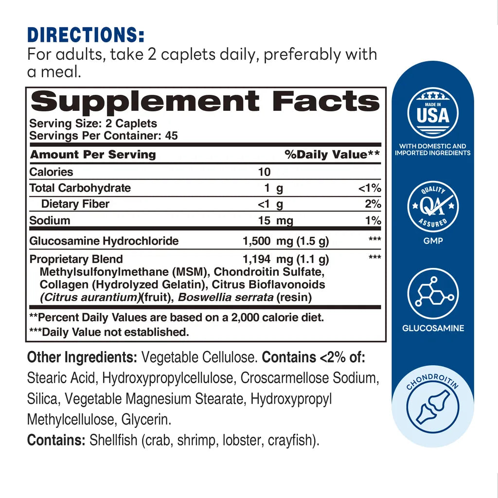 Triple Strength Joint Mover with Boswellia 90 Coated Caplets - Supplement Facts