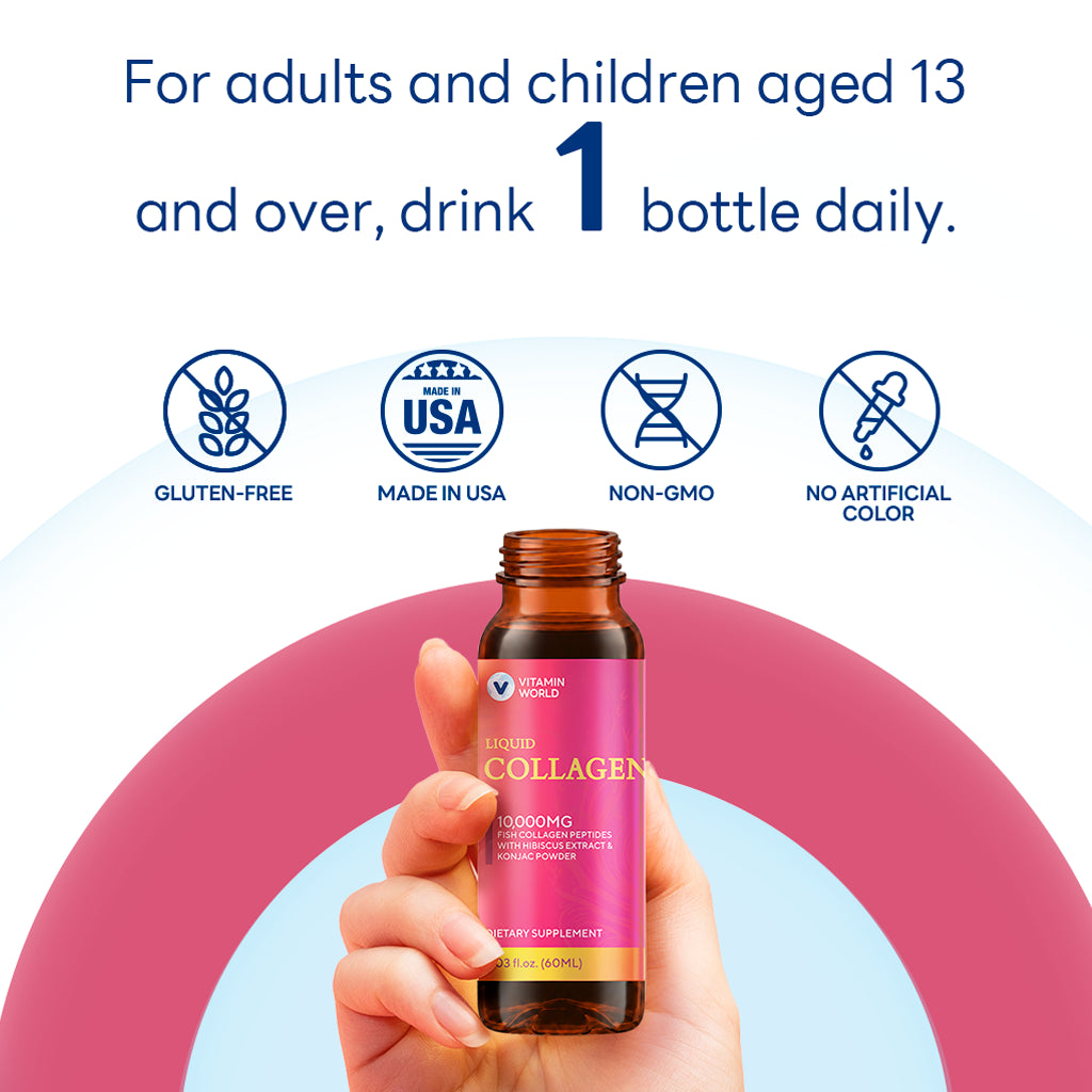 Liquid Fish Collagen Peptides 10,000 mg, Beauty & Hydration Support, 60 ml Bottle