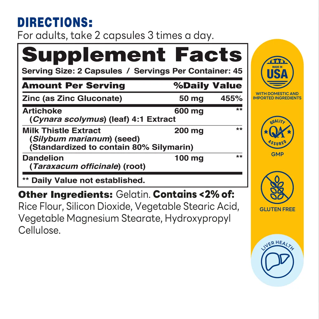 Liver Cleanse detox formula Capsule | 90ct - Supplement Facts