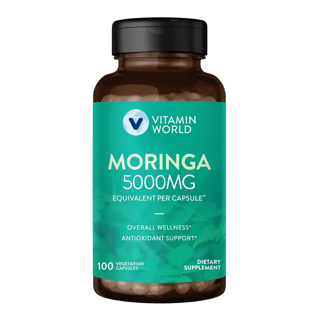 Moringa 5000mg - 100 Vegetarian Capsules - Overall Wellness, Antioxidant Support