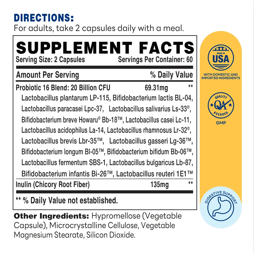 Probiotic16 - 120 Capsules - Supplement Facts