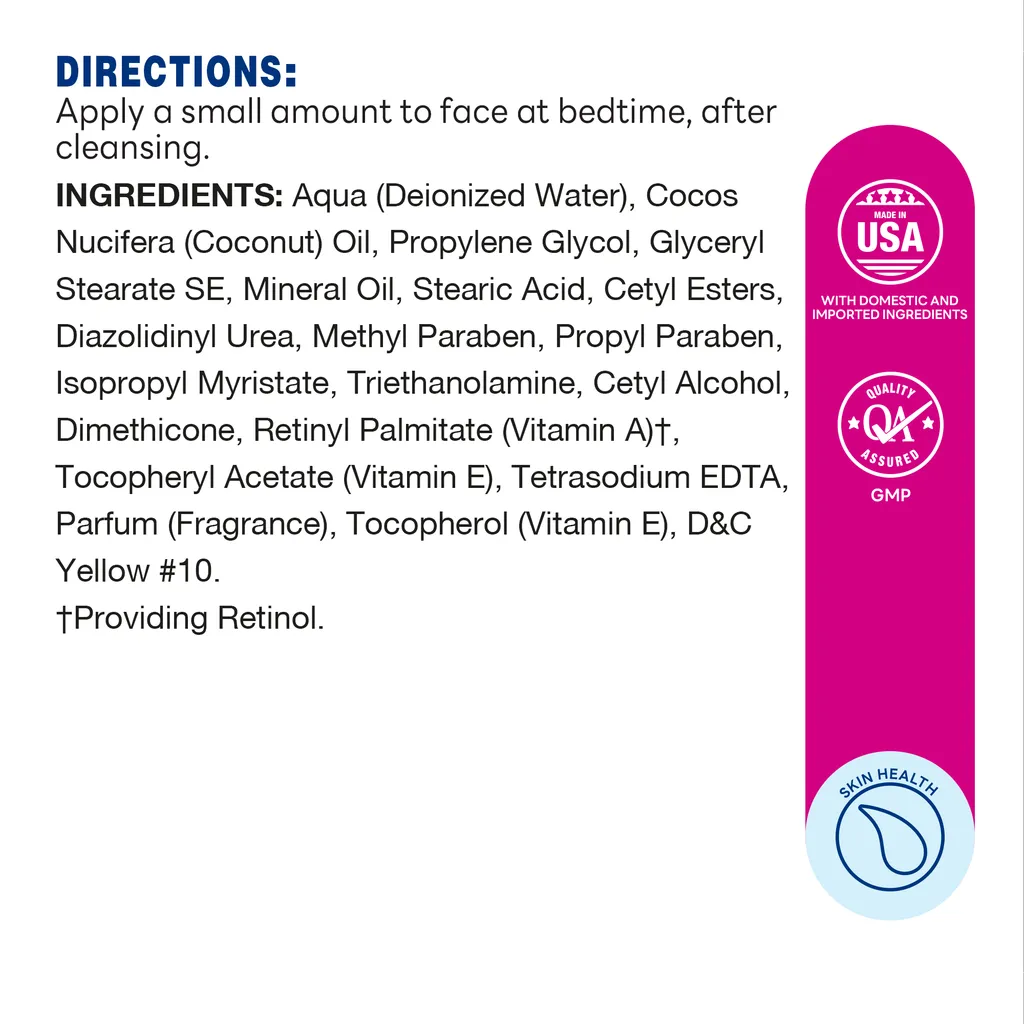 Retinol Cream with Vitamin A 100,000IU - 60ml - Supplement Facts
