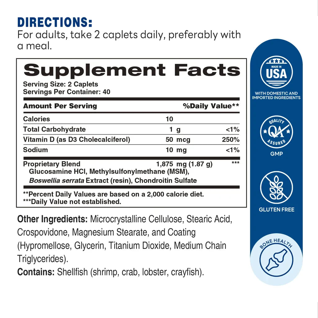 Triple Strength Joint Mover™ with Vitamin D Caplet | 80ct - Supplement Facts