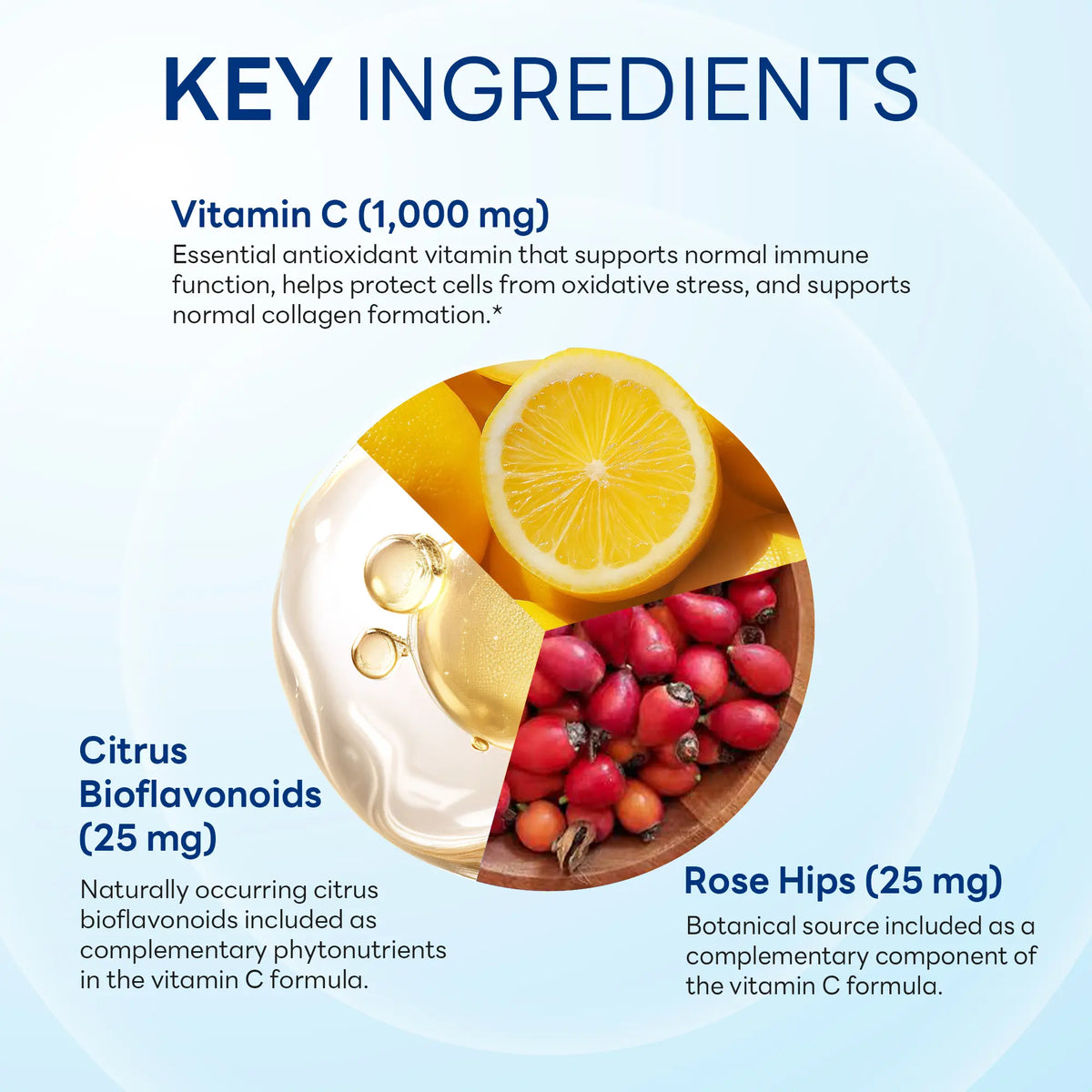 Vitamin C 1,000 mg Timed Release with Bioflavonoids & Rose Hips, Immune & Antioxidant Support, 250 Caplets