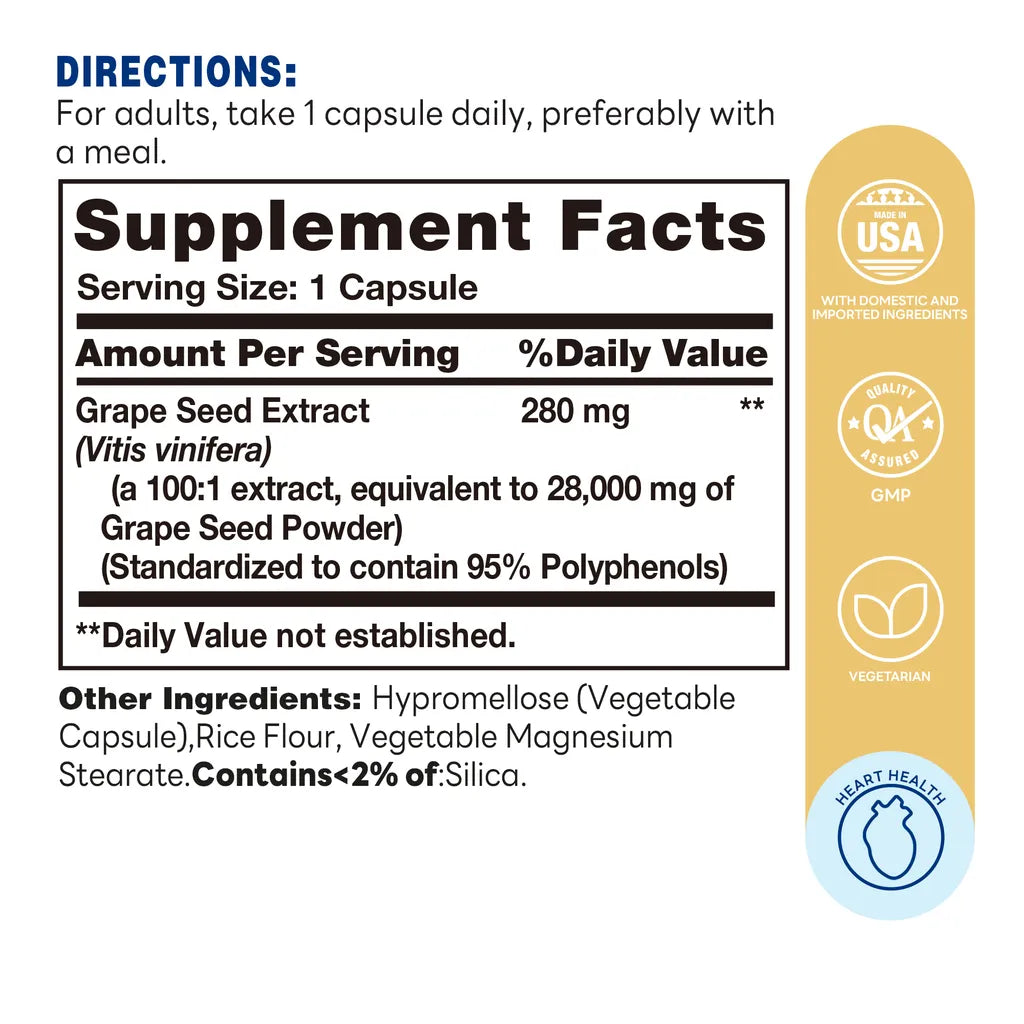 grapeseed extract 28 000mg Capsule | 100ct - Supplement Facts