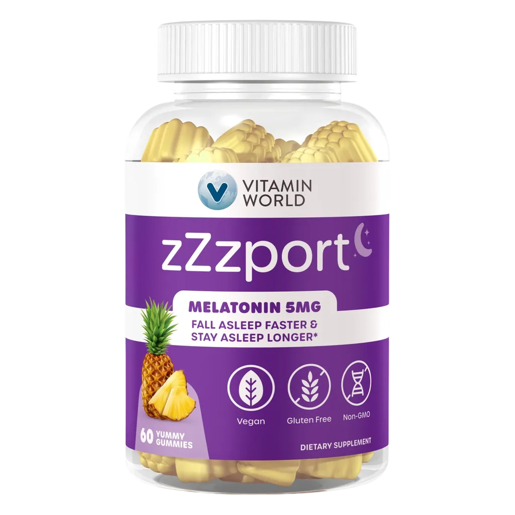 zZzPort Sleep Support Melatonin Gummies - 60 Gummies - Fall Asleep Faster and Stay Asleep Longer