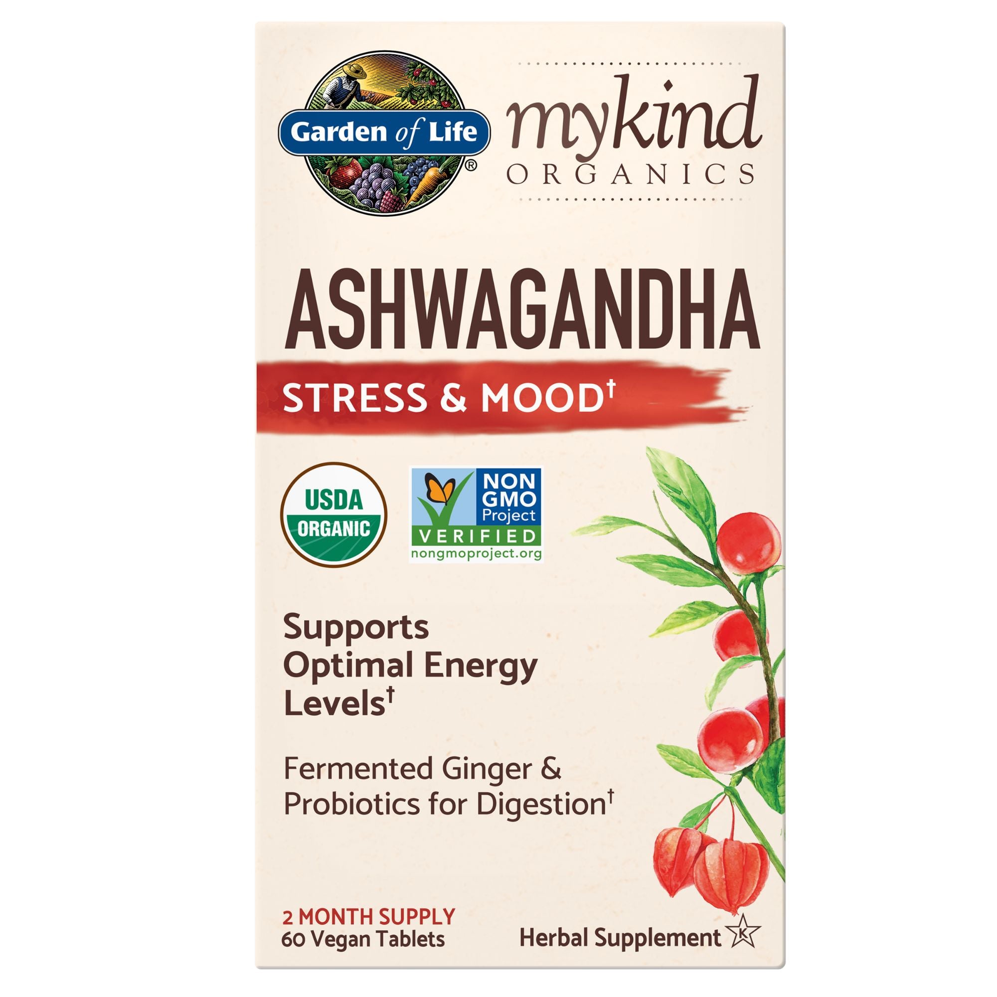 myKind Organics Ashwaganda Estrés y Estado de ánimo (60 unidades)