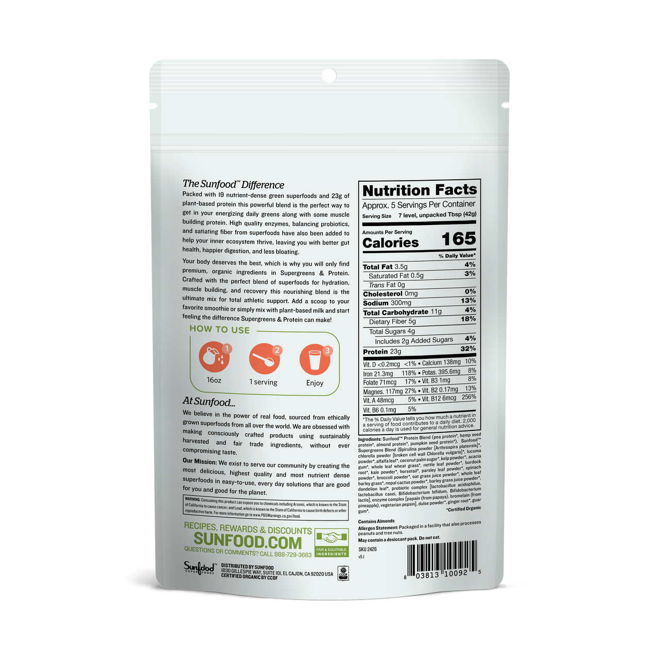 Supergreens & Protein, 8 oz, orgánico