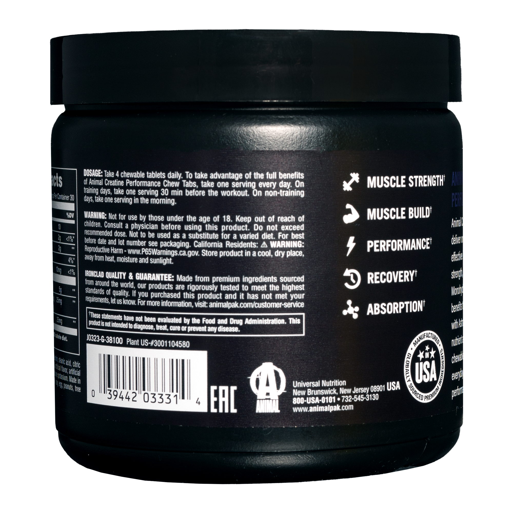 Tabletas masticables para llevar Universal Nutrition Animal Creatine Chews, sabor ponche de frutas