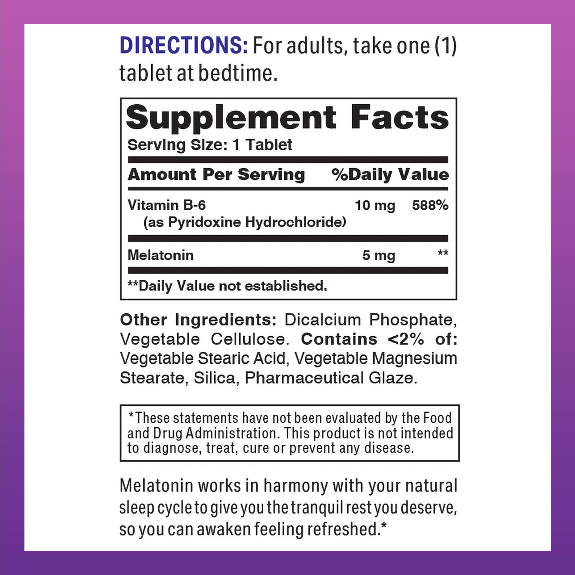 Extra Strength Melatonin Timed Release - 300 Tablets - Supplement Facts