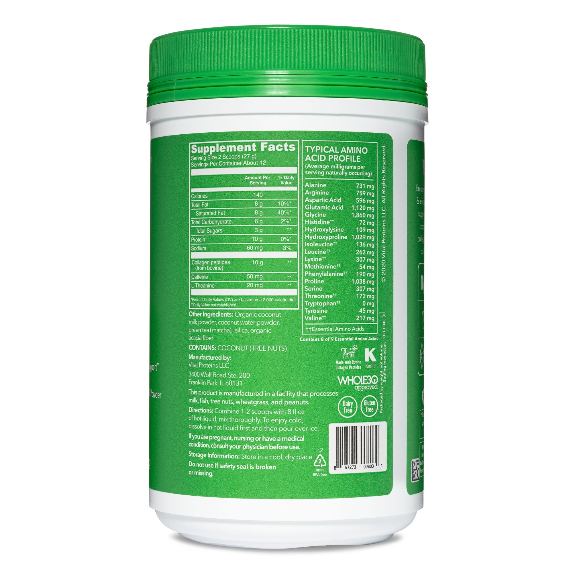 Latte de colágeno y matcha