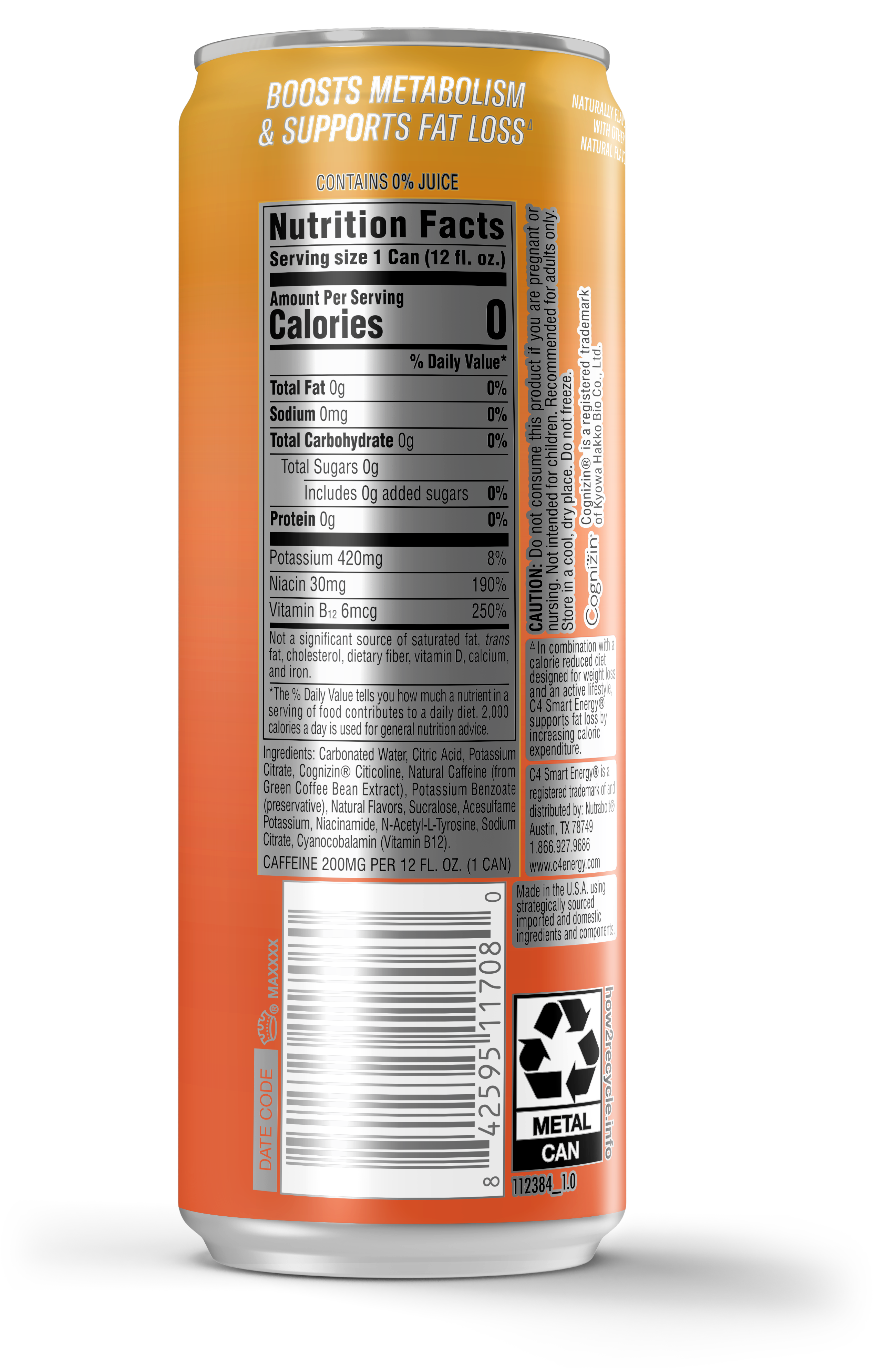 C4 Smart Energy Sparkling Peach Mango