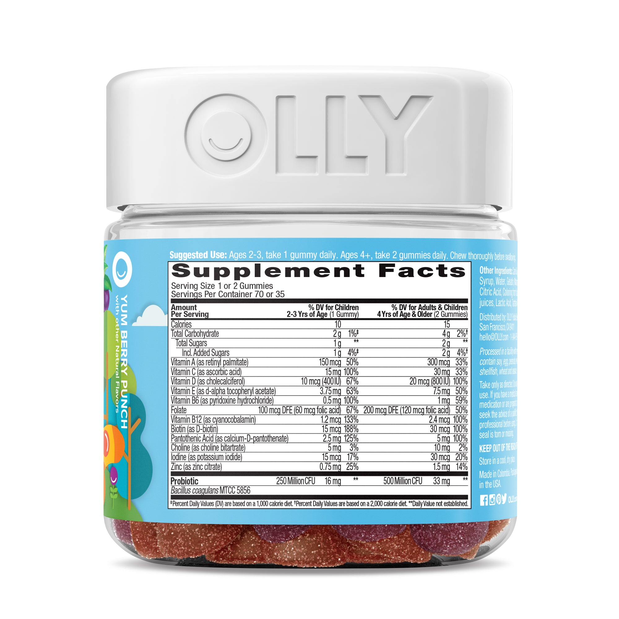 OLLY Kids' Multi + Probiotic Yum Berry Punch