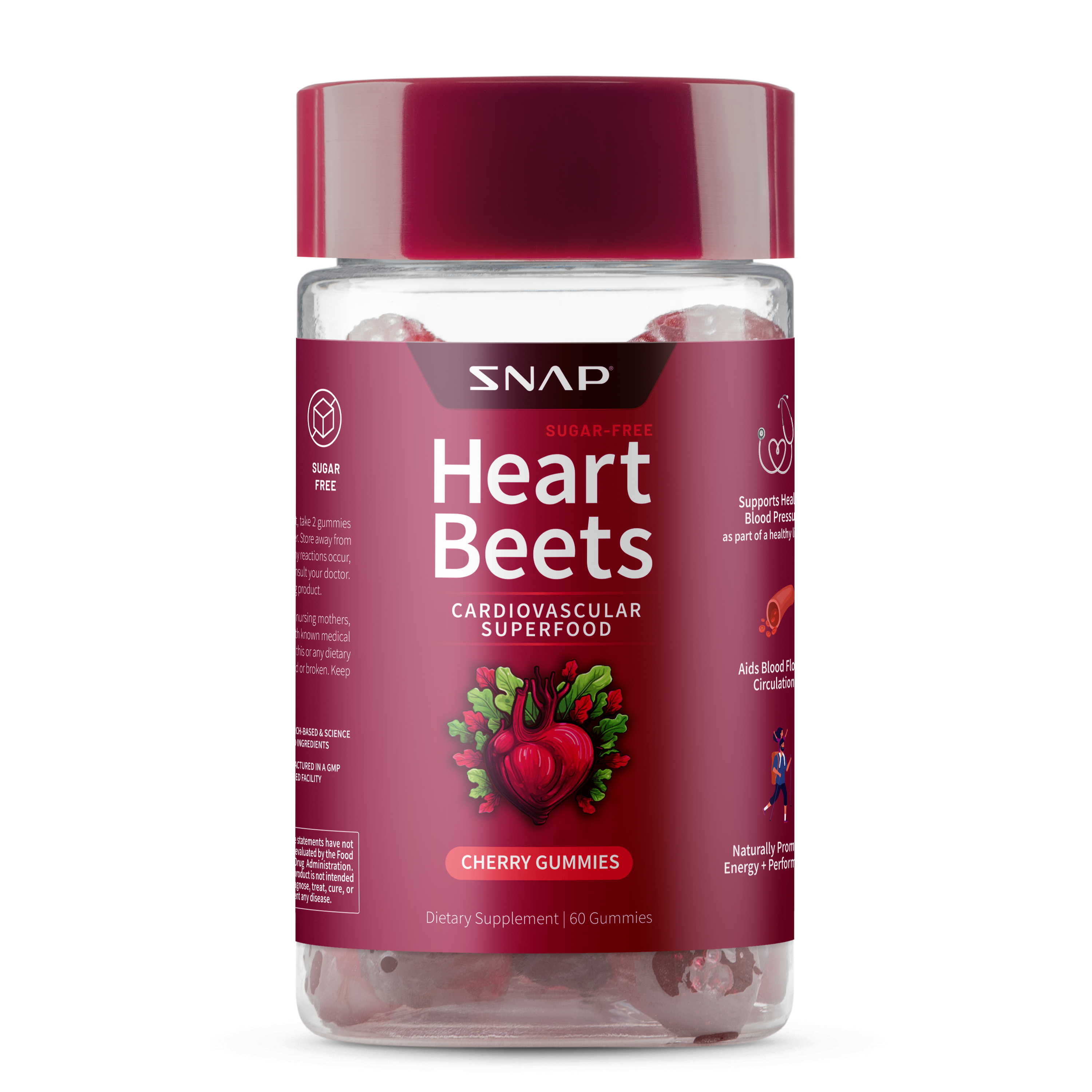 Gomitas de remolacha con forma de corazón - Cereza - 60 unidades