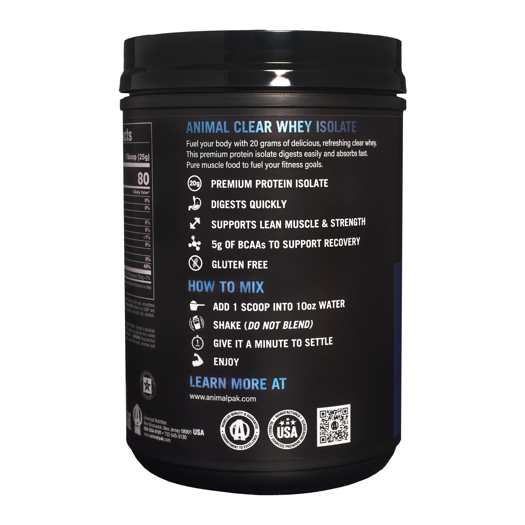 Universal Nutrition Animal Clear Whey Isolate, Blueberry Acai